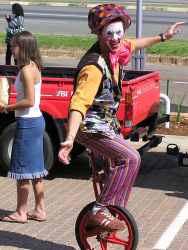 Kenbo the clown on his unicycle